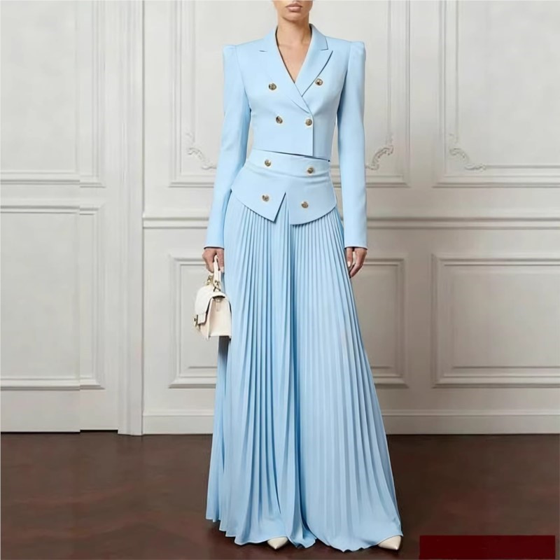 Formal Women'S Wear - Elegant Temperament 2-Piece Set Lapel Button