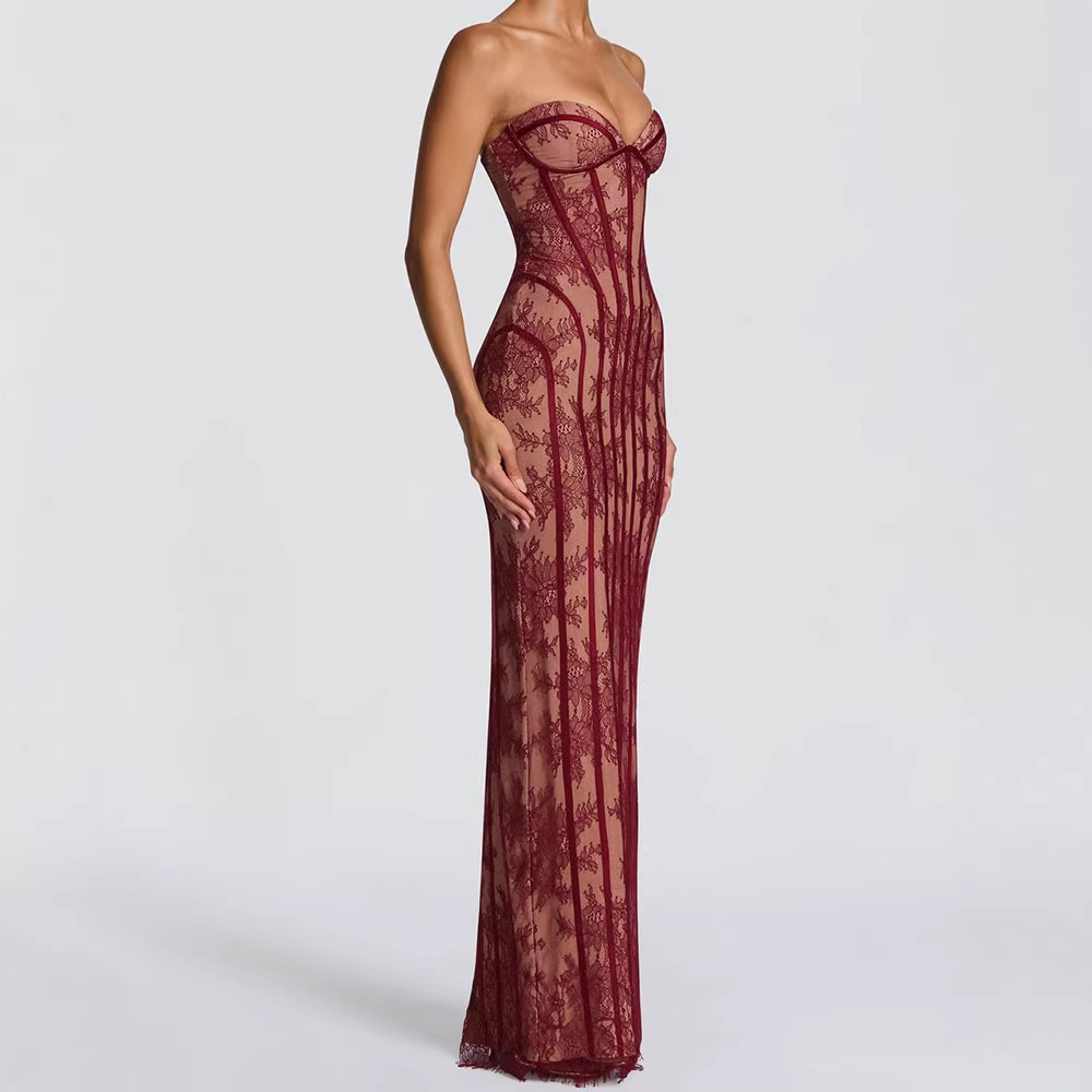 Formal Women'S Wear - Strapless Bodycon Maxi Dress for Women