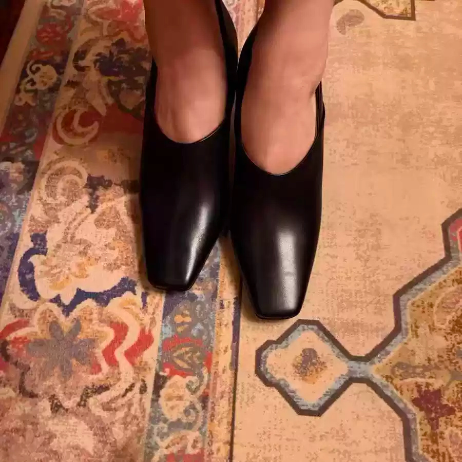 Women's Black Leather Square T - огляд і ціна Women Formal Office Wear Shoes