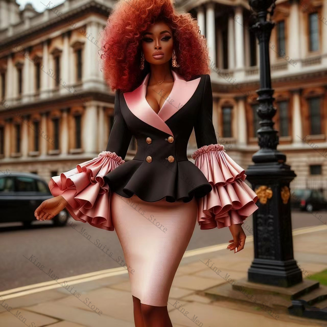Black Pink Women Suit Set 2 Pc - огляд і ціна Women Formal Wear Black