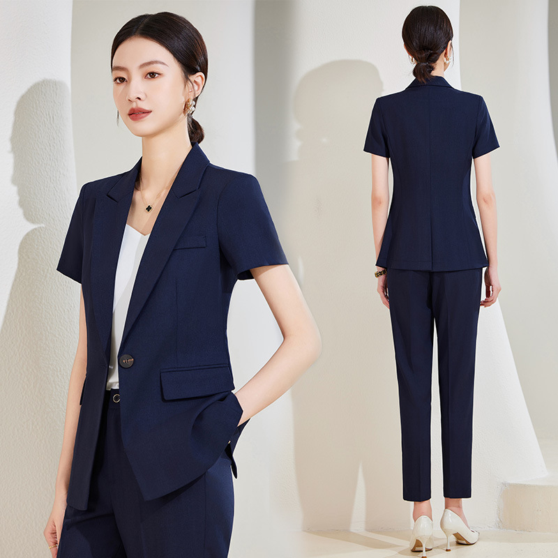 Navy Blue Short Sleeve Suit Se - огляд і ціна Women Formal Wear Store