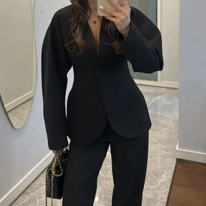 2025 New Women Black V Neck Wa - огляд і ціна Women Formal Wear Black