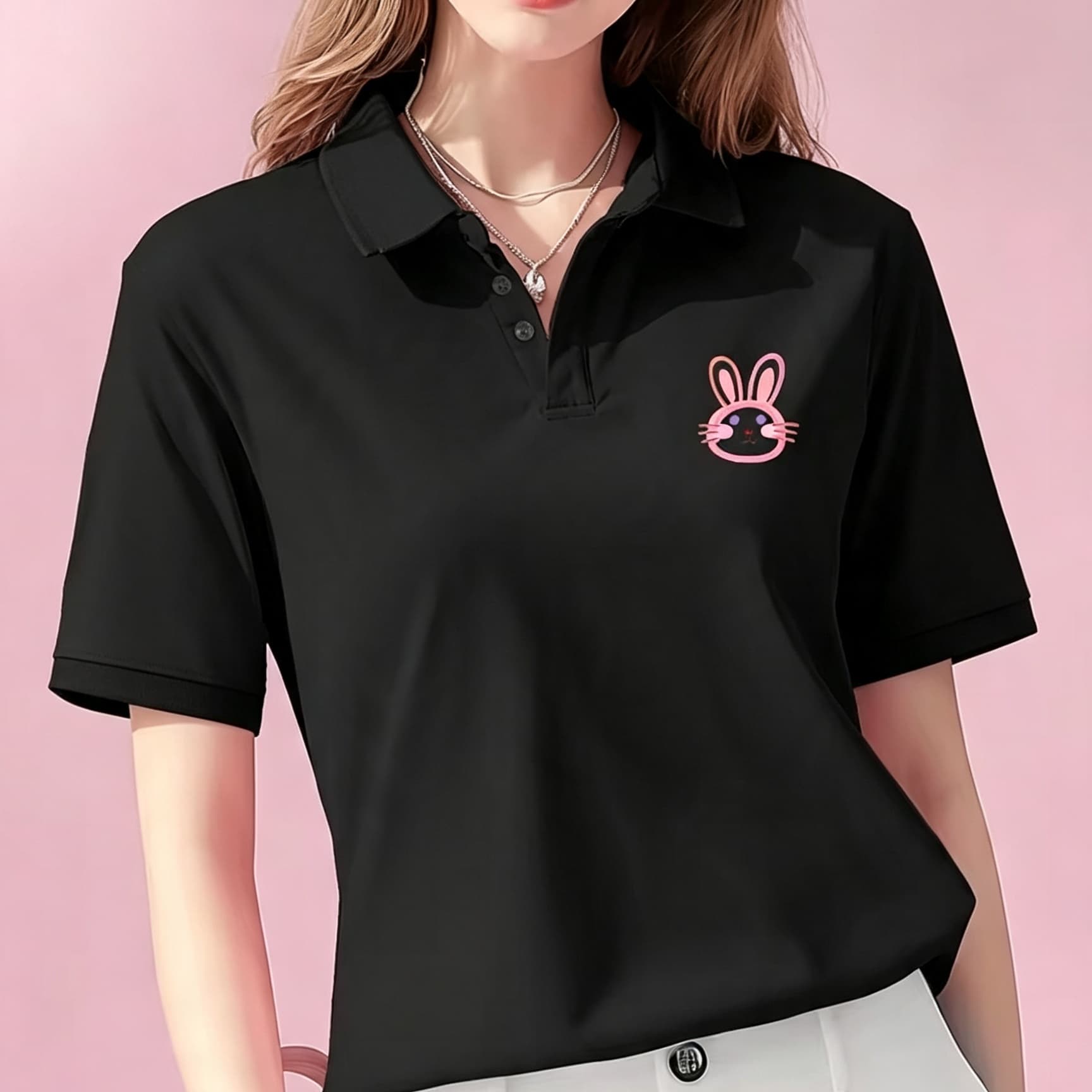Unisex Black Lapel Collar Polo - огляд і ціна Women Formal Wear Black