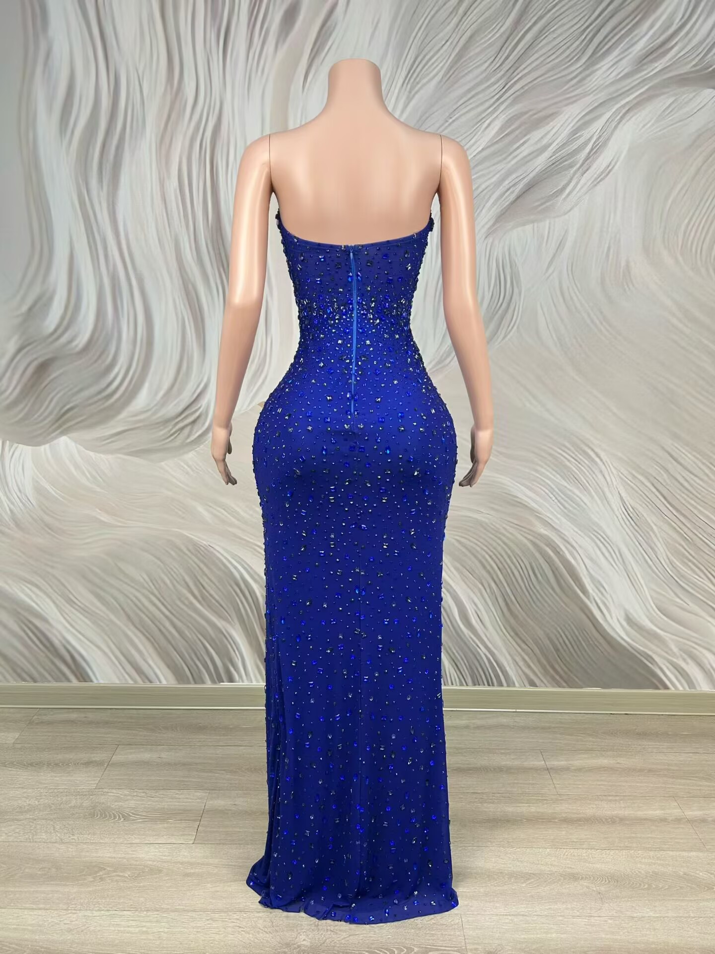Sparkly Rhinestone Blue Strapl - огляд і ціна Formal Wear Gowns For Women